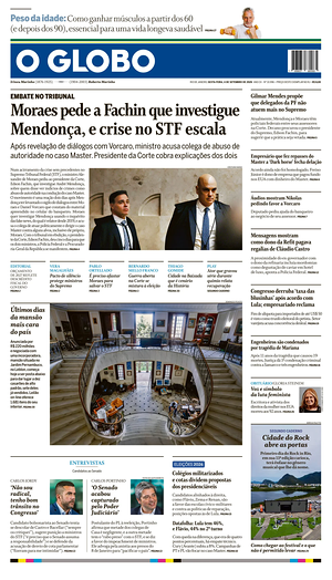 Prima pagina O Globo di oggi - Quotidiano estero