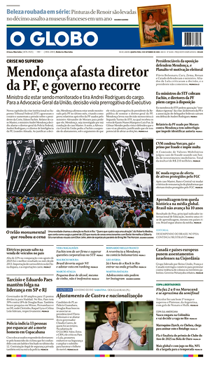 Prima pagina O Globo di oggi - Quotidiano estero