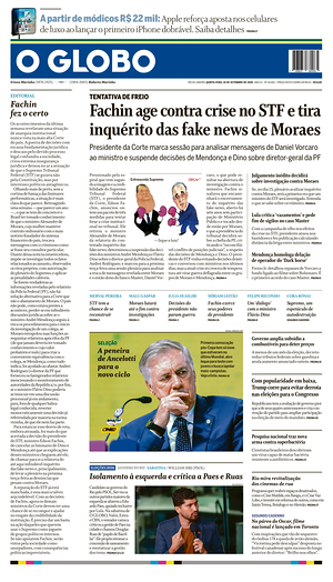 Prima pagina O Globo di oggi - Quotidiano estero