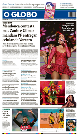 Prima pagina O Globo di oggi - Quotidiano estero