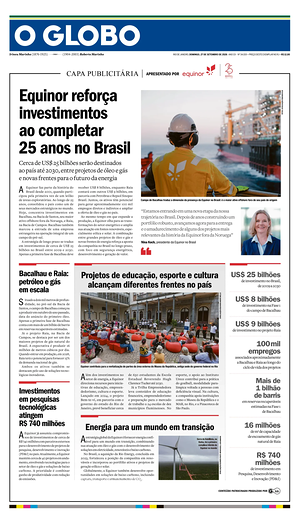 Prima pagina O Globo di oggi - Quotidiano estero