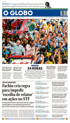 Prima pagina O Globo di oggi - Quotidiano estero