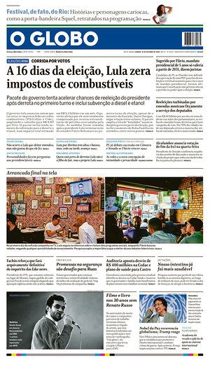 Prima pagina O Globo di oggi - Quotidiano estero