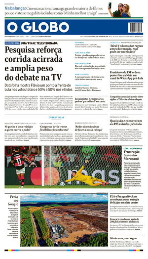 Prima pagina O Globo di oggi - Quotidiano estero