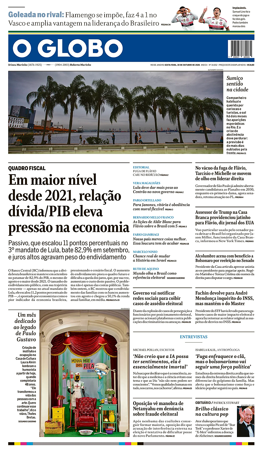 Portada O Globo de hoy - Quiosco 30 octubre 2026