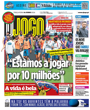 Capa de O Jogo de hoje - Jornal desporto
