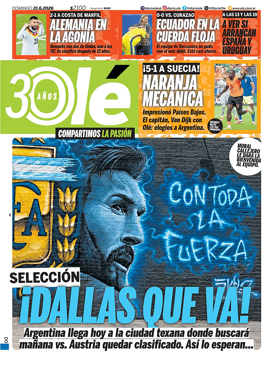 Tapa de Olé de hoy