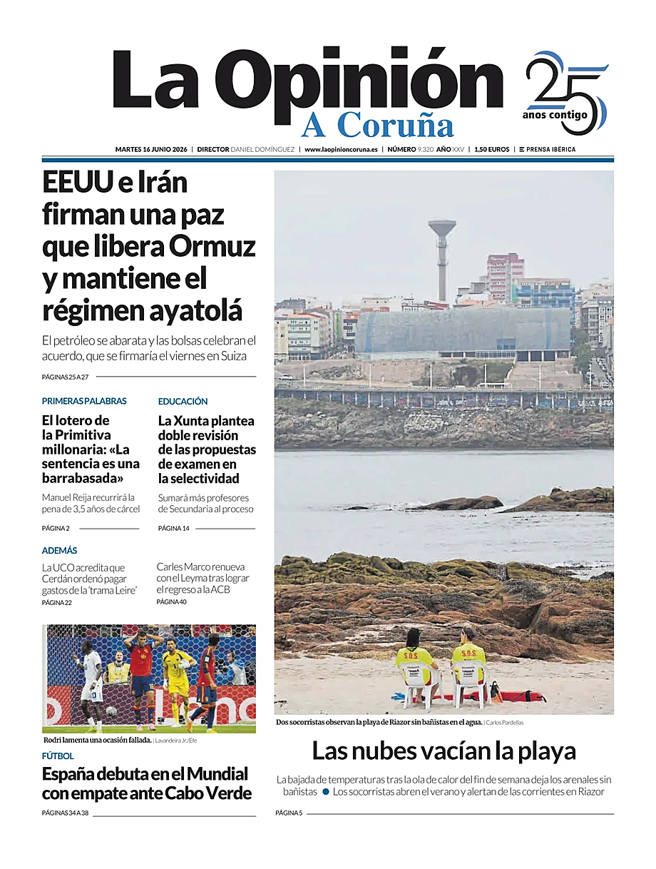 Portada La Opinion de A Coruña de hoy - Quiosco 16 junio 2026