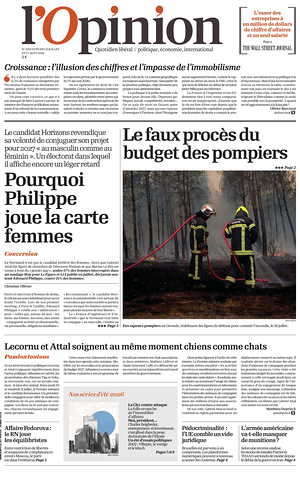Une de L'Opinion du jour - Journal national