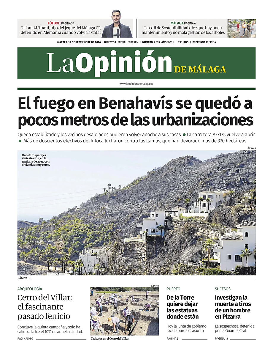 Portada La Opinión de Málaga de hoy - Quiosco 15 septiembre 2026
