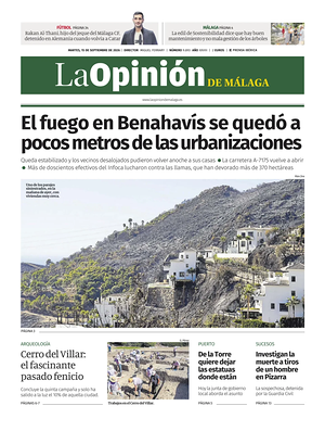 Prima pagina La Opinión de Málaga di oggi - Quotidiano regional