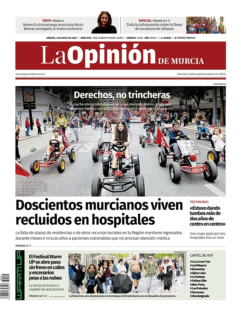Portada La Opinion de Murcia de hoy - Quiosco 2 mayo 2026