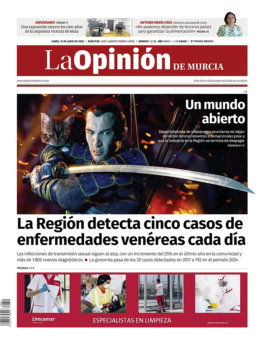 Portada La Opinion de Murcia de hoy - Quiosco 15 junio 2026