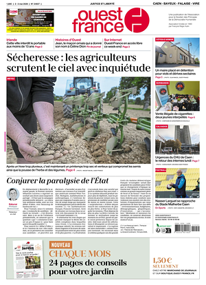 Une de Ouest-France (Caen) du jour - Journal régional
