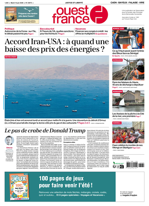 Une de Ouest-France (Caen) du jour - Journal régional