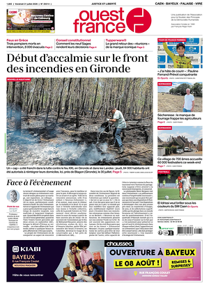 Une de Ouest-France (Caen) du jour - Journal régional