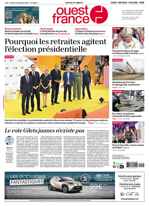 Une de Ouest-France (Caen) du jour - Journal régional