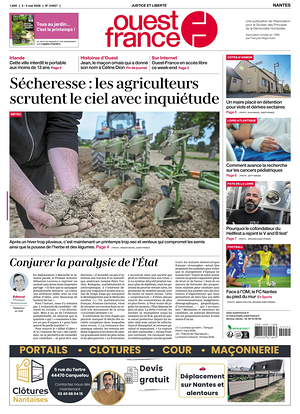 Une de Ouest-France (Nantes) du jour - Journal régional