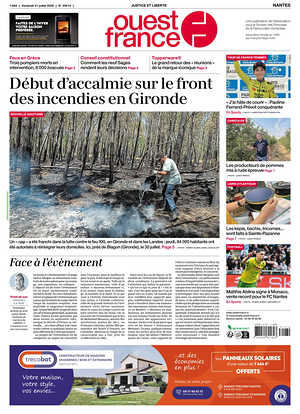 Une de Ouest-France (Nantes) du jour - Journal régional