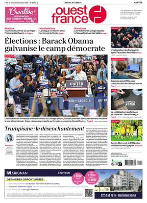 Une de Ouest-France (Nantes) du jour - Journal régional