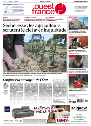 Une de Ouest-France (Rennes Nord-Ouest) du jour - Journal régional
