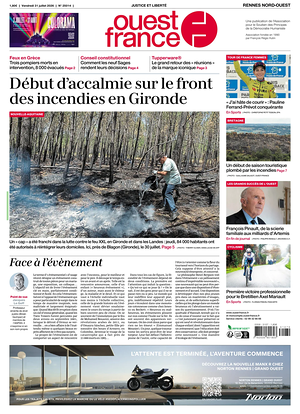 Une de Ouest-France (Rennes Nord-Ouest) du jour - Journal régional