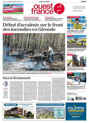 Une de Ouest-France (Vannes) du jour - Journal régional