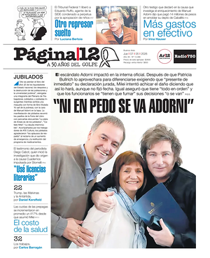 Tapa Página 12 de hoy - Diario nacionales