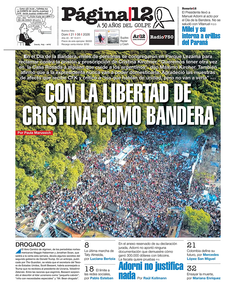 Tapa de Página 12 de hoy