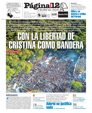 Tapa Página 12 de hoy - Diario nacionales