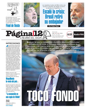 Tapa Página 12 de hoy - Diario nacionales