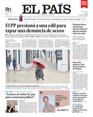 Prima pagina EL PAIS primera edicion di oggi - Quotidiano estero
