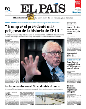Prima pagina EL PAIS primera edicion di oggi - Quotidiano estero