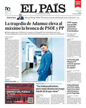 Prima pagina EL PAIS primera edicion di oggi - Quotidiano estero