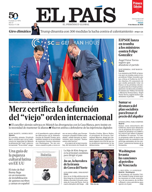 Prima pagina EL PAIS primera edicion di oggi - Quotidiano estero