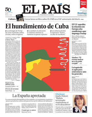 Prima pagina EL PAIS primera edicion di oggi - Quotidiano estero