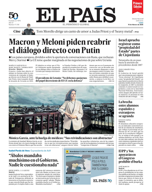 Prima pagina EL PAIS primera edicion di oggi - Quotidiano estero