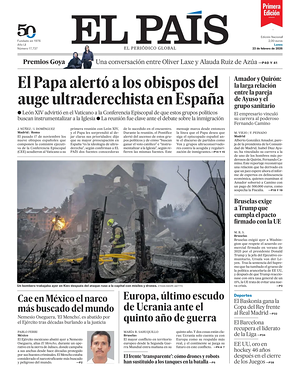 Prima pagina EL PAIS primera edicion di oggi - Quotidiano estero