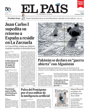 Prima pagina EL PAIS primera edicion di oggi - Quotidiano estero