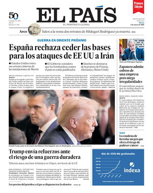 Prima pagina EL PAIS primera edicion di oggi - Quotidiano estero