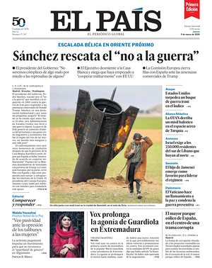 Prima pagina EL PAIS primera edicion di oggi - Quotidiano estero