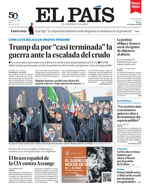 Prima pagina EL PAIS primera edicion di oggi - Quotidiano estero