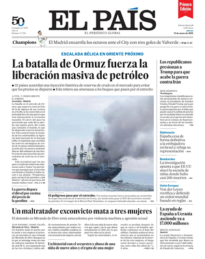 Prima pagina EL PAIS primera edicion di oggi - Quotidiano estero