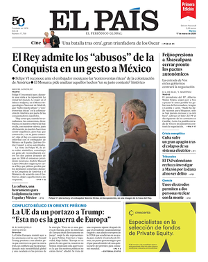 Prima pagina EL PAIS primera edicion di oggi - Quotidiano estero