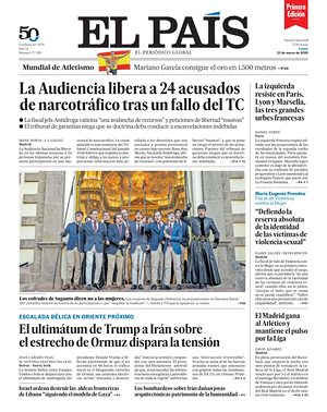 Prima pagina EL PAIS primera edicion di oggi - Quotidiano estero