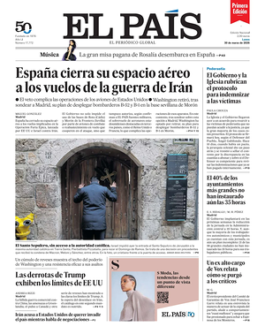 Prima pagina EL PAIS primera edicion di oggi - Quotidiano estero