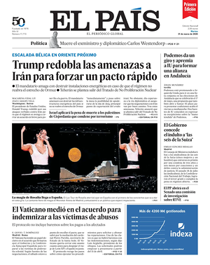 Prima pagina EL PAIS primera edicion di oggi - Quotidiano estero