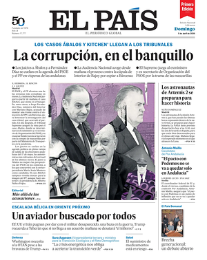 Prima pagina EL PAIS primera edicion di oggi - Quotidiano estero