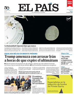 Prima pagina EL PAIS primera edicion di oggi - Quotidiano estero