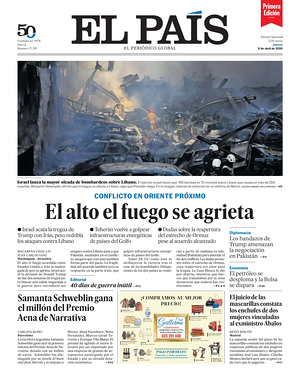 Prima pagina EL PAIS primera edicion di oggi - Quotidiano estero